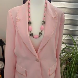 Pink 2 piece suit jacket and skirt